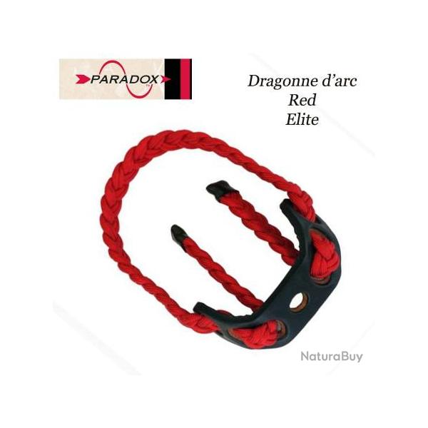 PARADOX Dragonne d'arc tresse avec finition cuir  Red Elite