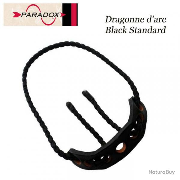 PARADOX Dragonne d'arc tresse avec finition cuir  Black Standard