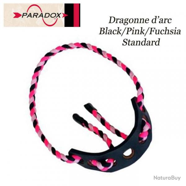 PARADOX Dragonne d'arc tresse avec finition cuir  Noir/Rose/Fuchsia Standard