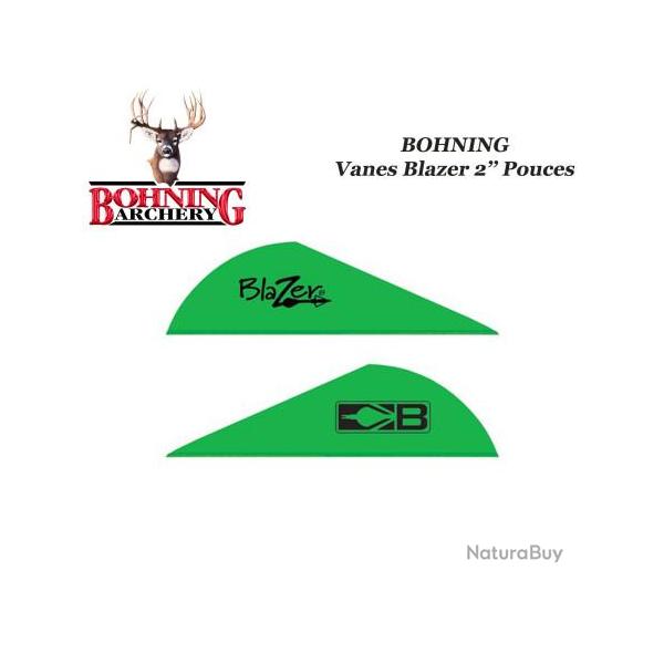 BOHNING Vanes Blazer 2" pouces en plastique unies ou tigres Vert