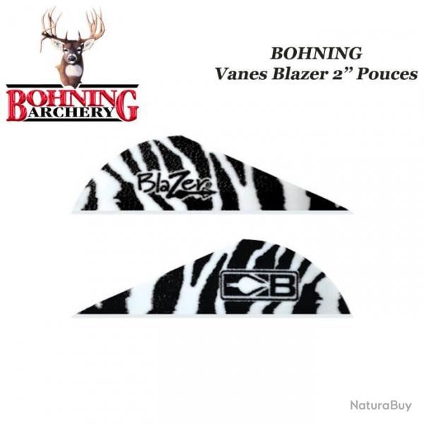 BOHNING Vanes Blazer 2" pouces en plastique unies ou tigres Tiger White