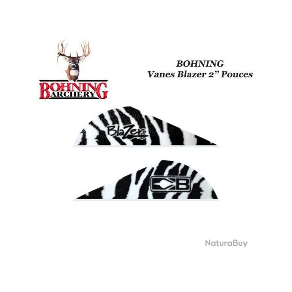 BOHNING Vanes Blazer 2" pouces en plastique unies ou tigres Tiger White