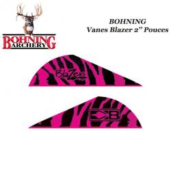 BOHNING Vanes Blazer 2" pouces en plastique unies ou tigrées Tiger Pink