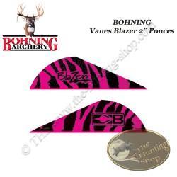 BOHNING Vanes Blazer 2" pouces en plastique unies ou tigrées Tiger Pink