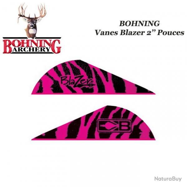 BOHNING Vanes Blazer 2" pouces en plastique unies ou tigres Tiger Pink