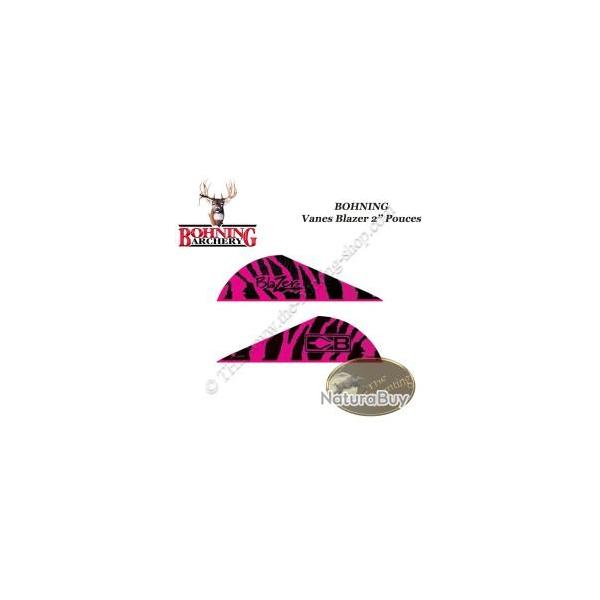 BOHNING Vanes Blazer 2" pouces en plastique unies ou tigres Tiger Pink