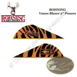 BOHNING Vanes Blazer 2" pouces en plastique unies ou tigrées Tiger Orange