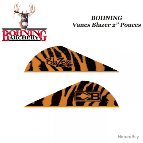 BOHNING Vanes Blazer 2" pouces en plastique unies ou tigres Tiger Orange