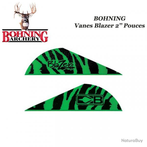 BOHNING Vanes Blazer 2" pouces en plastique unies ou tigres Tiger Green
