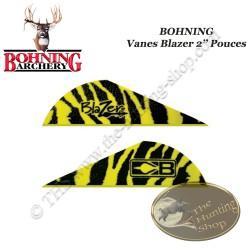 BOHNING Vanes Blazer 2" pouces en plastique unies ou tigrées Tiger Yellow