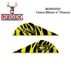 BOHNING Vanes Blazer 2" pouces en plastique unies ou tigrées Tiger Yellow