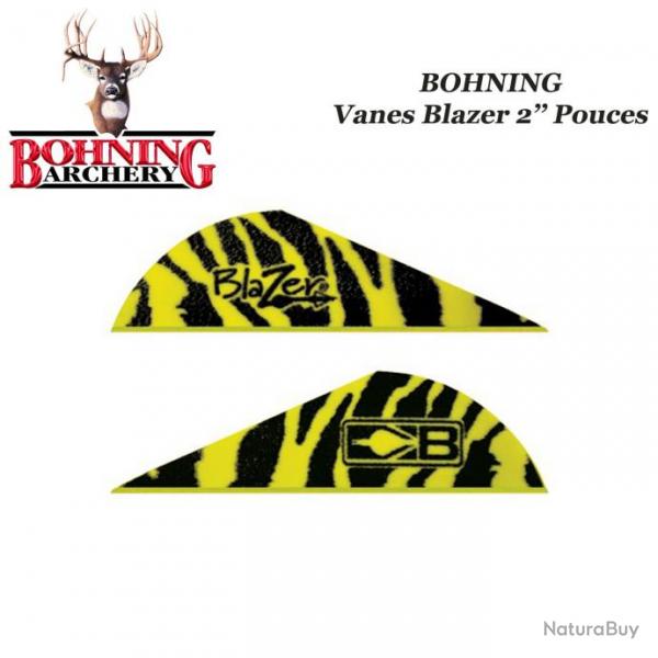 BOHNING Vanes Blazer 2" pouces en plastique unies ou tigres Tiger Yellow