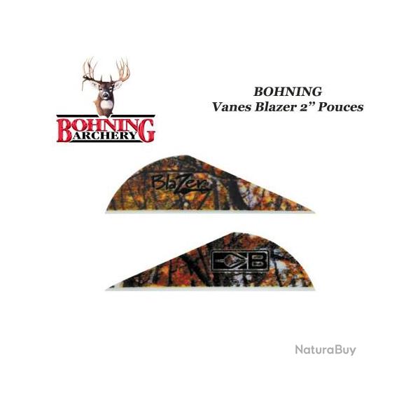 BOHNING Vanes Blazer 2" pouces en plastique unies ou tigres Camo