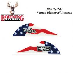 BOHNING Vanes Blazer 2" pouces en plastique unies ou tigrées American Flag