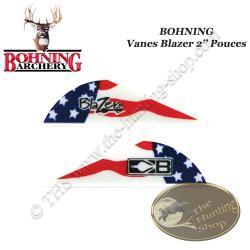 BOHNING Vanes Blazer 2" pouces en plastique unies ou tigrées American Flag