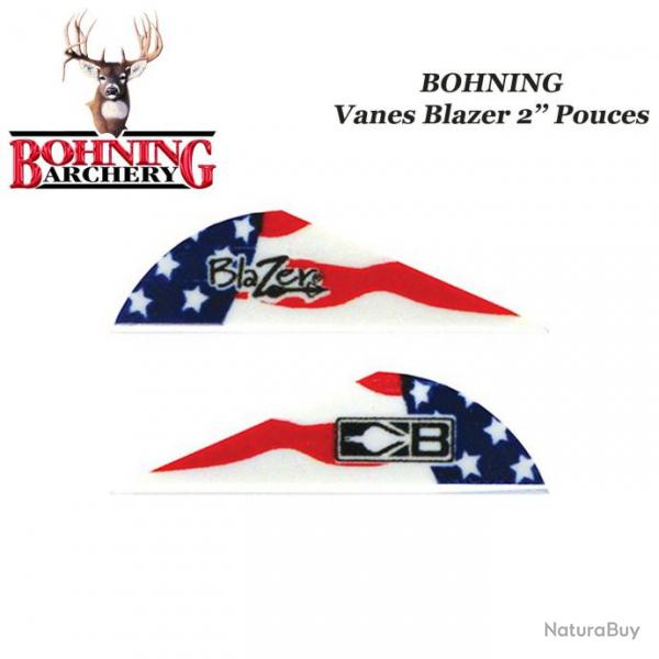 BOHNING Vanes Blazer 2" pouces en plastique unies ou tigres American Flag