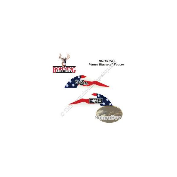 BOHNING Vanes Blazer 2" pouces en plastique unies ou tigres American Flag