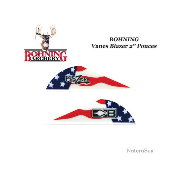 BOHNING Vanes Blazer 2" pouces en plastique unies ou tigres American Flag