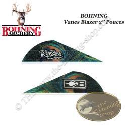 BOHNING Vanes Blazer 2" pouces en plastique unies ou tigrées Peacock