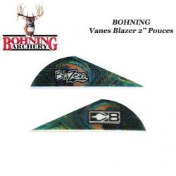 BOHNING Vanes Blazer 2" pouces en plastique unies ou tigrées Peacock