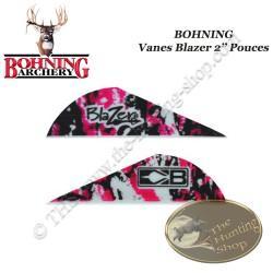 BOHNING Vanes Blazer 2" pouces en plastique unies ou tigrées Pink Camo