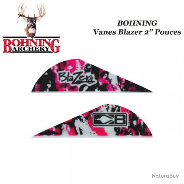 BOHNING Vanes Blazer 2" pouces en plastique unies ou tigres Pink Camo