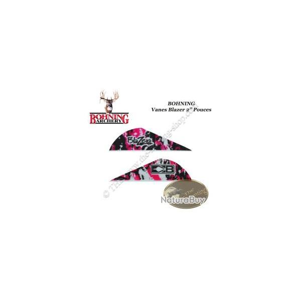 BOHNING Vanes Blazer 2" pouces en plastique unies ou tigres Pink Camo