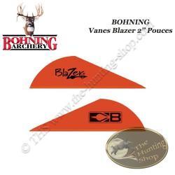 BOHNING Vanes Blazer 2" pouces en plastique unies ou tigrées Rouge Néon