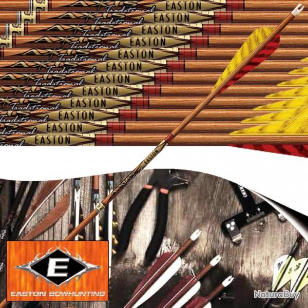 EASTON Axis Traditional Flches de chasse et tir 3D en carbone imitation bois empennes avec plumes 