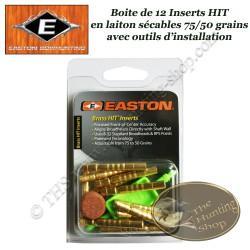 EASTON Inserts HIT lourds en laiton sécables 75-50 grains pour tubes et flèches Axis 12 Pack