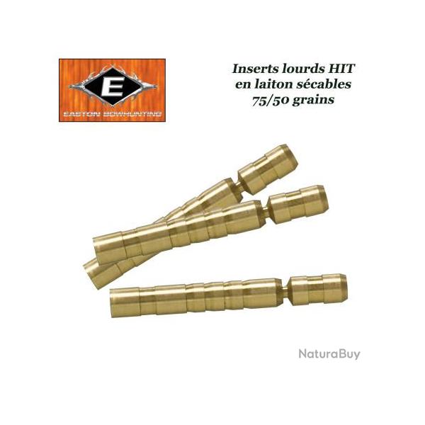 EASTON Inserts HIT lourds en laiton scables 75-50 grains pour tubes et flches Axis