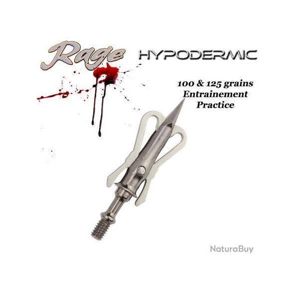 RAGE Hypodermic Practice Pointe de chasse d'entrainement en acier inox 100 & 125 grains 125