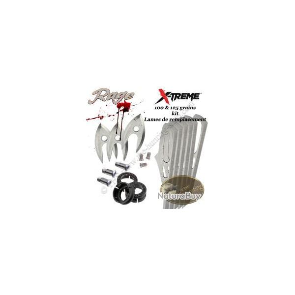 RAGE X-Treme Blades Lames de remplacement pour 3 pointes de chasse X-Treme 100 & 125 grains