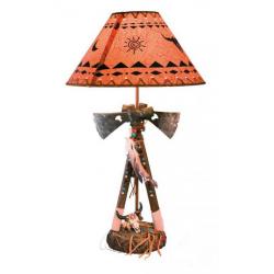 Magnifique LAMPE  Western Indien Orné de 2 Tomahawks