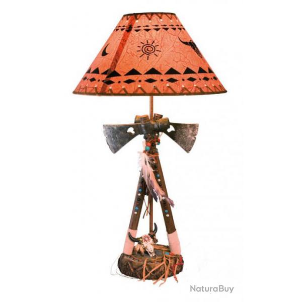 Magnifique LAMPE  Western Indien Orn de 2 Tomahawks