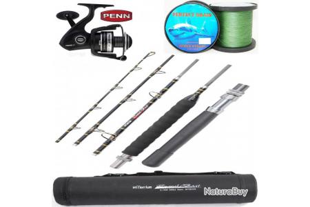 PACK VOYAGE, CANNE TRAVEL BOAT + MOULINET PENN PURSUIT 5 000 PENN INTER 50lbs et PENN SENATOR 60 Ensembles Traine