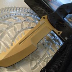 Couteau de Survie Tracker M-Tech Xtreme Tactical Tanto Acier 440 Gold MTX8054GD