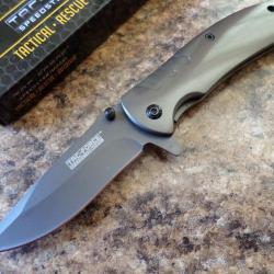 Couteau Tac-Force Titane A/O Lame Acier 440 & Manche Acier TF847
