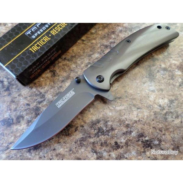 Couteau Tac-Force Titane A/O Lame Acier 440 & Manche Acier TF847