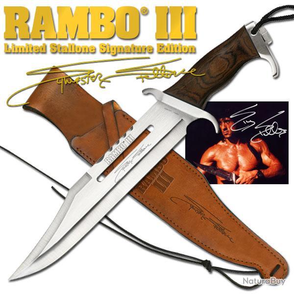 Couteau RAMBO III Signature Poignard RAMBO III Licence Officielle Etui Cuir RB9297