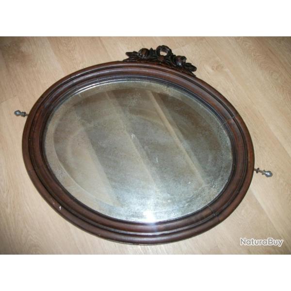 Ancien miroir articul ovale (Dbut XXe)
