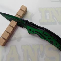 Couteau Pliant Décoré TRIBAL Lame de 8.7 cm / Vert et Noir