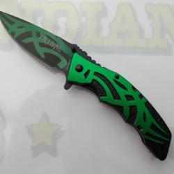 Offrez ce Couteau Pliant TRIBAL Lame de 8.7 cm / Vert et Noir