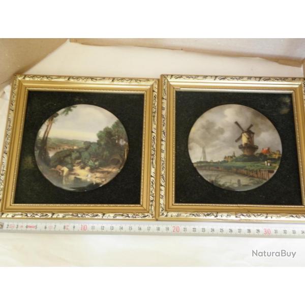 2 vintage  plaques porcelaine fait a la main angleterre