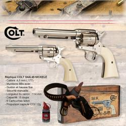 Revolver Western COLT  S.A.A.45  Finition  NICKELEE  *Co2  Billes Acier * Cal 4.5
