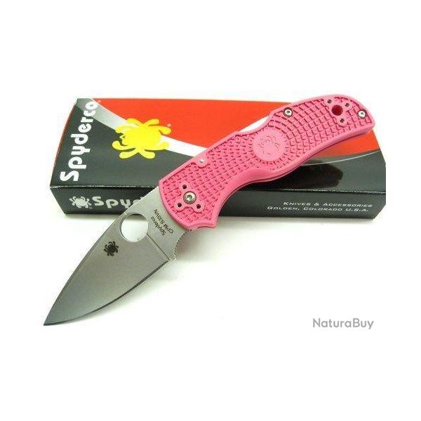 Couteau Spyderco Native 5 Pink Heals Acier S35VN Manche FRN Made USA SC41PPN5