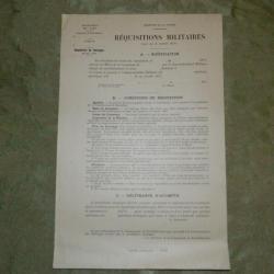 Notification pour la réquisition militaire de fourrages 1917