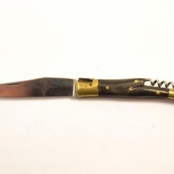 Ancien couteau de poche style Laguiole sans marquage, plaquettes corne