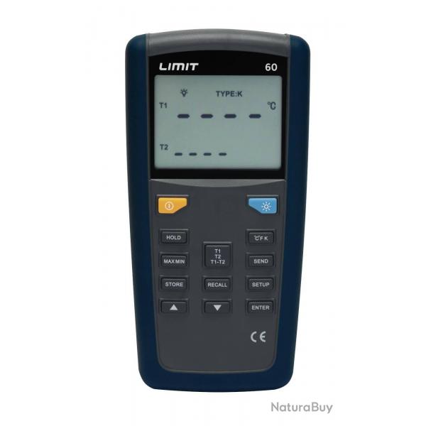 Thermomtre industriel digital avec capteur deux canaux deux capteurs pour surfaces le gaz et le li