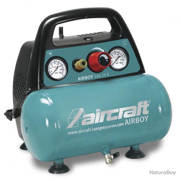 Compresseur sans huile cuve 6 L 1,1 kW / 1,5 Ch 180 L/min 8 Bars 230V Aircraft AIRBOY 186 OF E